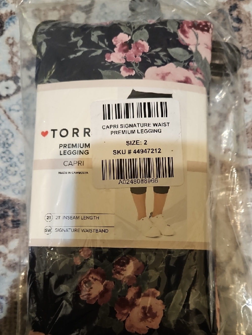 torrid Blue Capri Legging with Pink & Green Floral - Picture 4 of 6